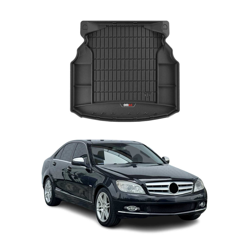 Tapis de Coffre pour Mercedes Classe C W204 2007-2014 TPE Noir