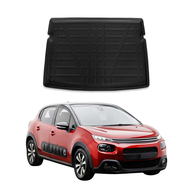 Tapis de Coffre pour Citroen C3 2016-2022 HB en TPE Noir