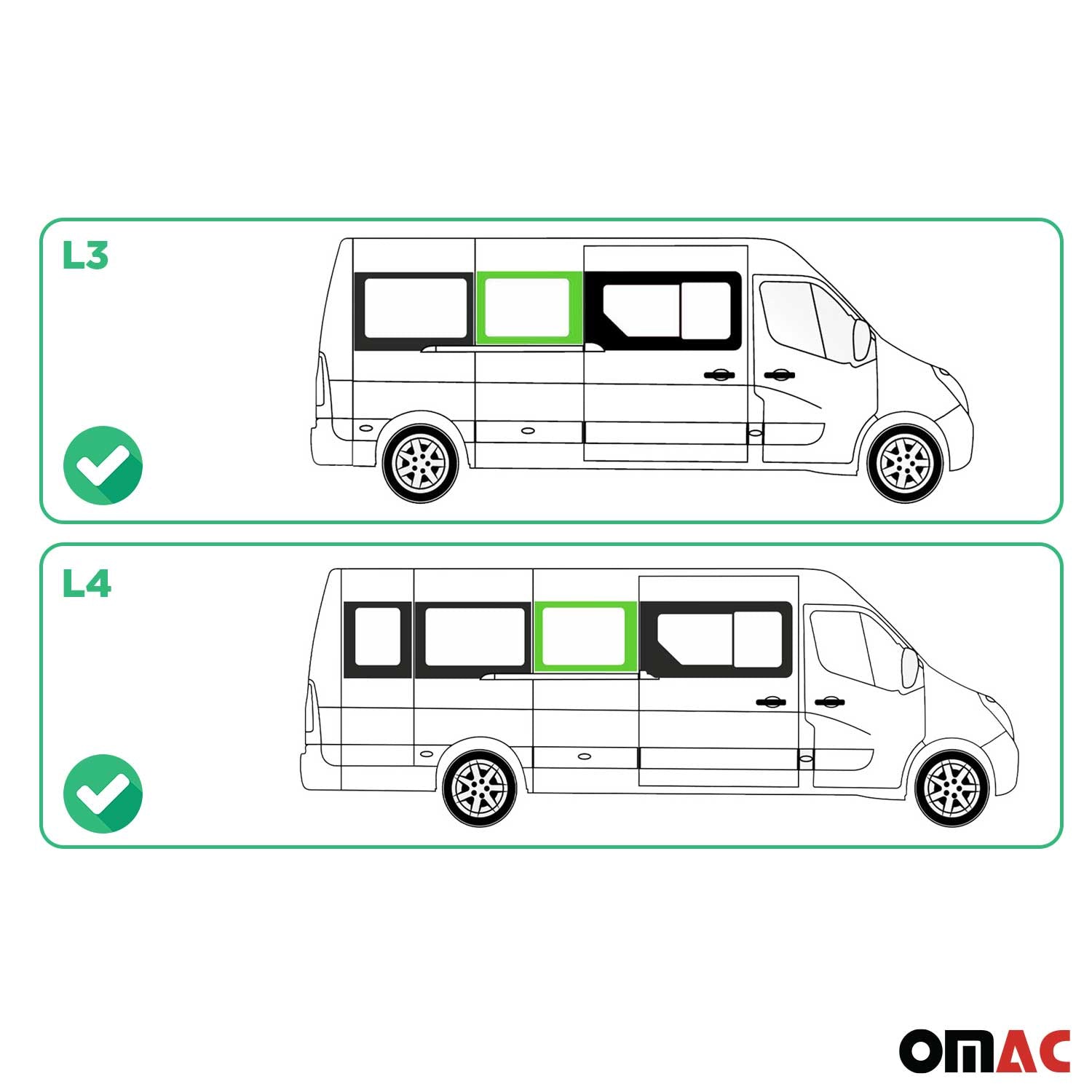 Vitre de Porte pour Opel Movano 2010–2021 Porte coulissante Droit L3 L4