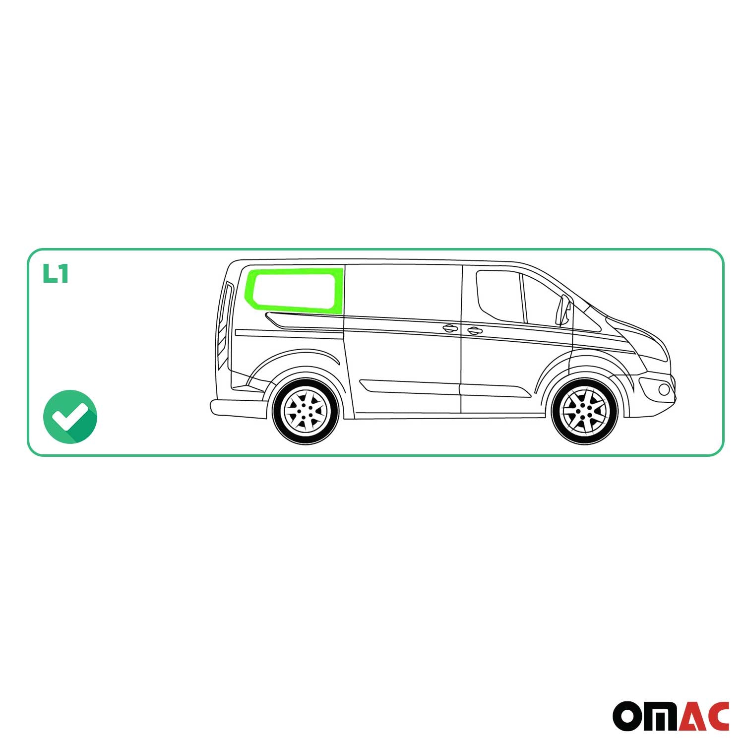 Vitre de Porte pour Ford Transit Custom 2013-2024 L1 Arrière Droit Coulissante