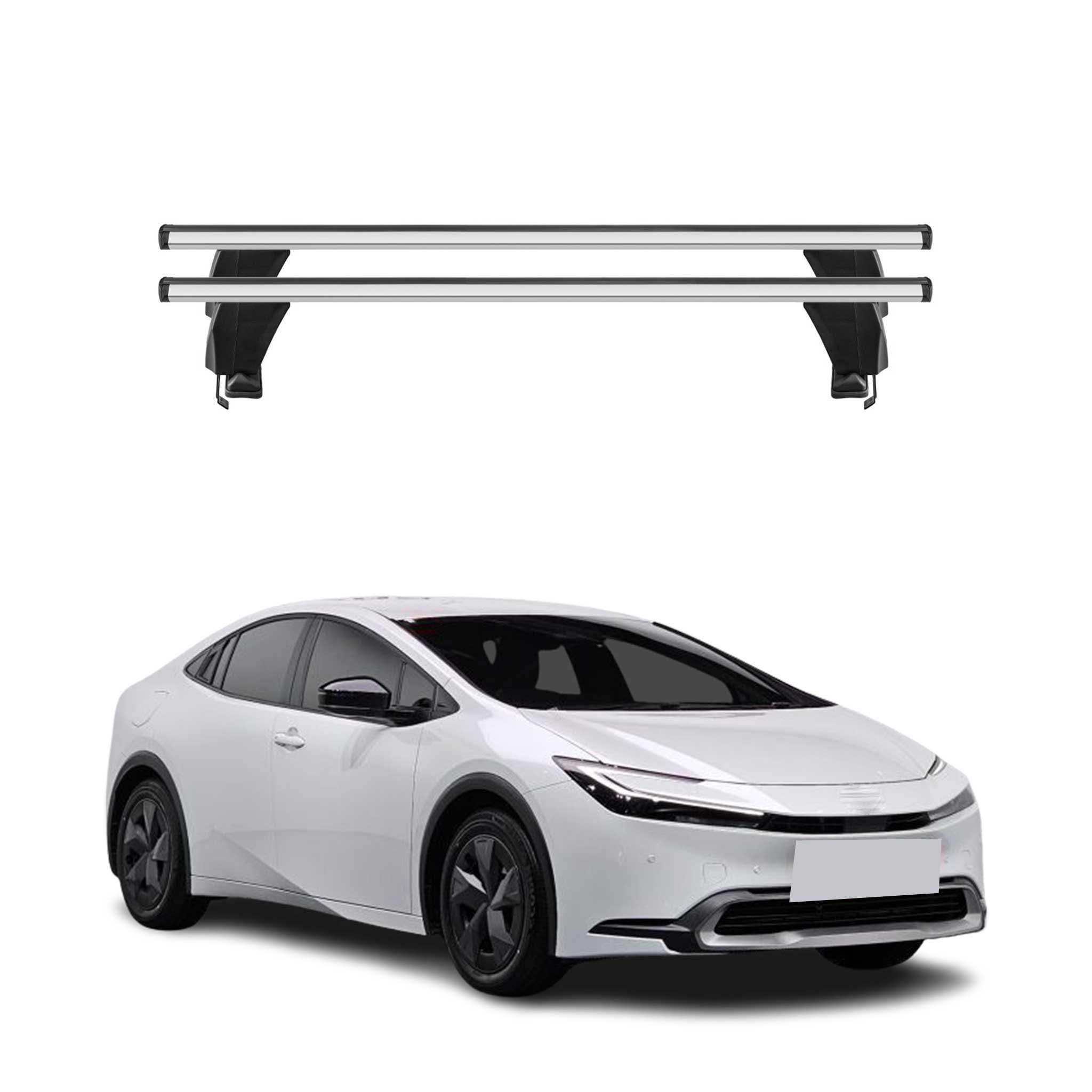 Menabo Barres de toit transversales pour Toyota Prius V 2022-2026 Alu Gris 2x