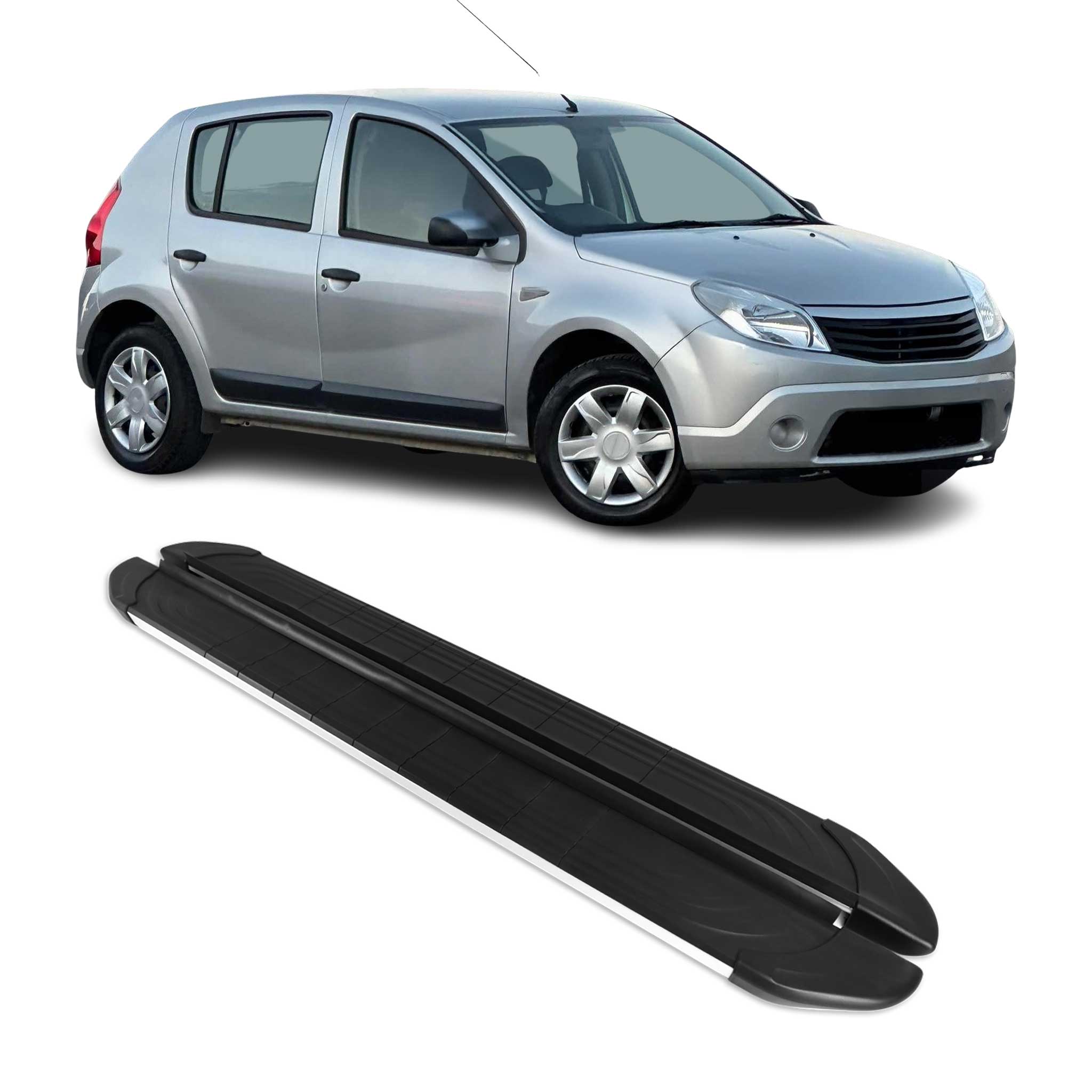 Marchepieds Latéraux pour Dacia Sandero 2008-2012 Aluminium Gris Noir 2Pcs