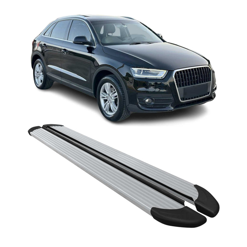 Marchepieds latéraux pédale pour Audi Q3 8U 2011-2018 Aluminium 2x Gris