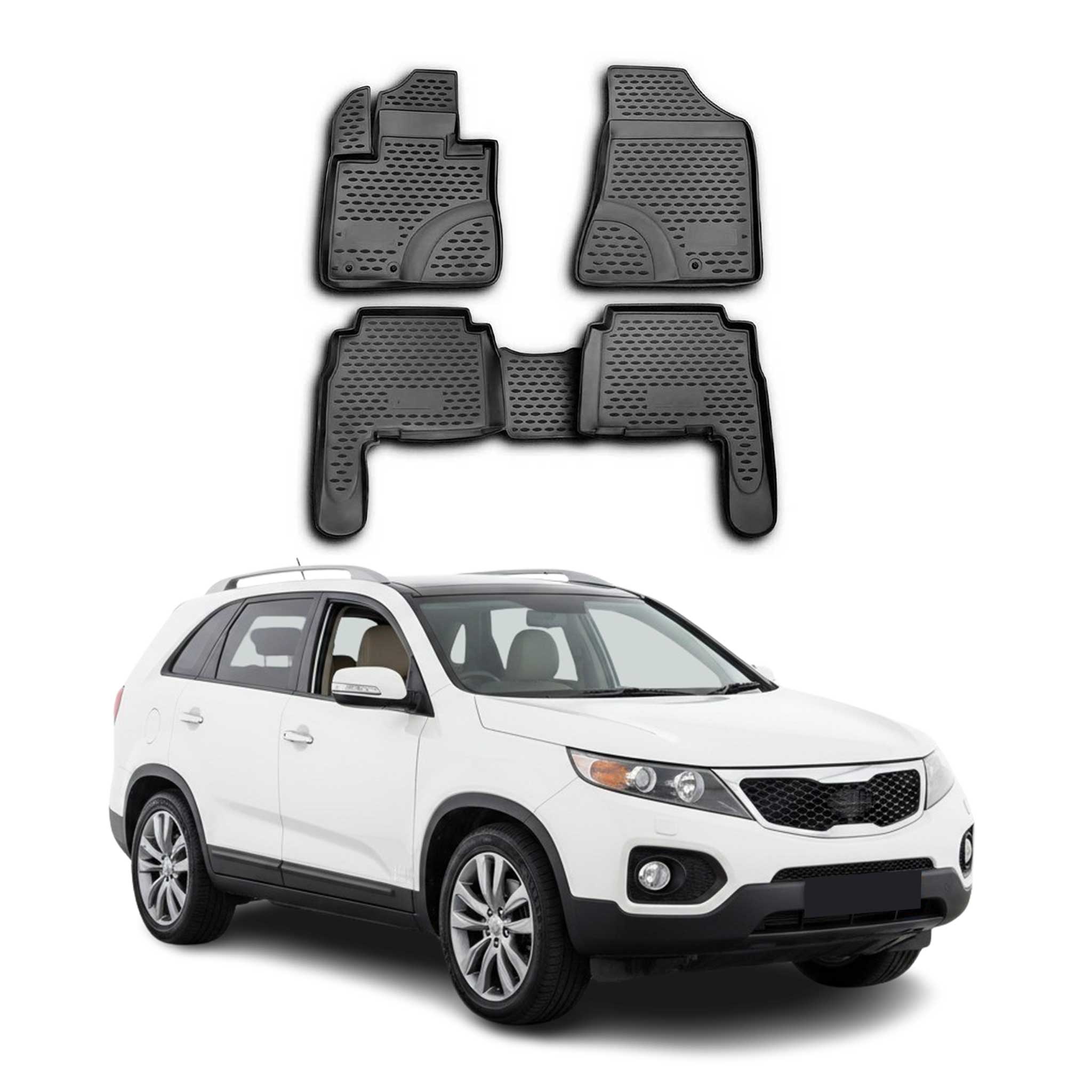 OMAC Tapis de sol pour Kia Sorento 2010-2012 sur mesure en caoutchouc Noir