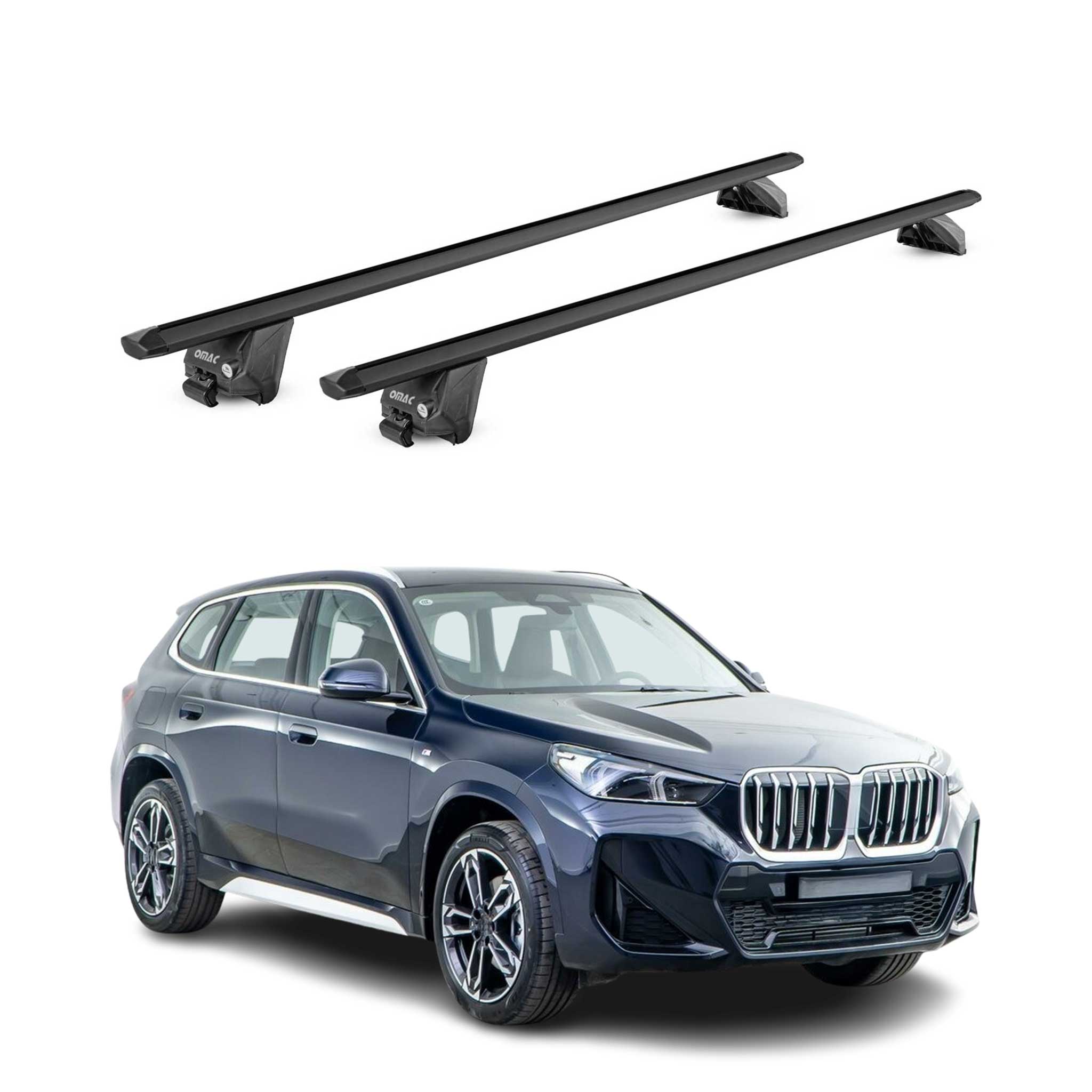 Barres de toit transversales pour BMW X1 U11 2023-2025 Alu Noir 2 pièces ABE