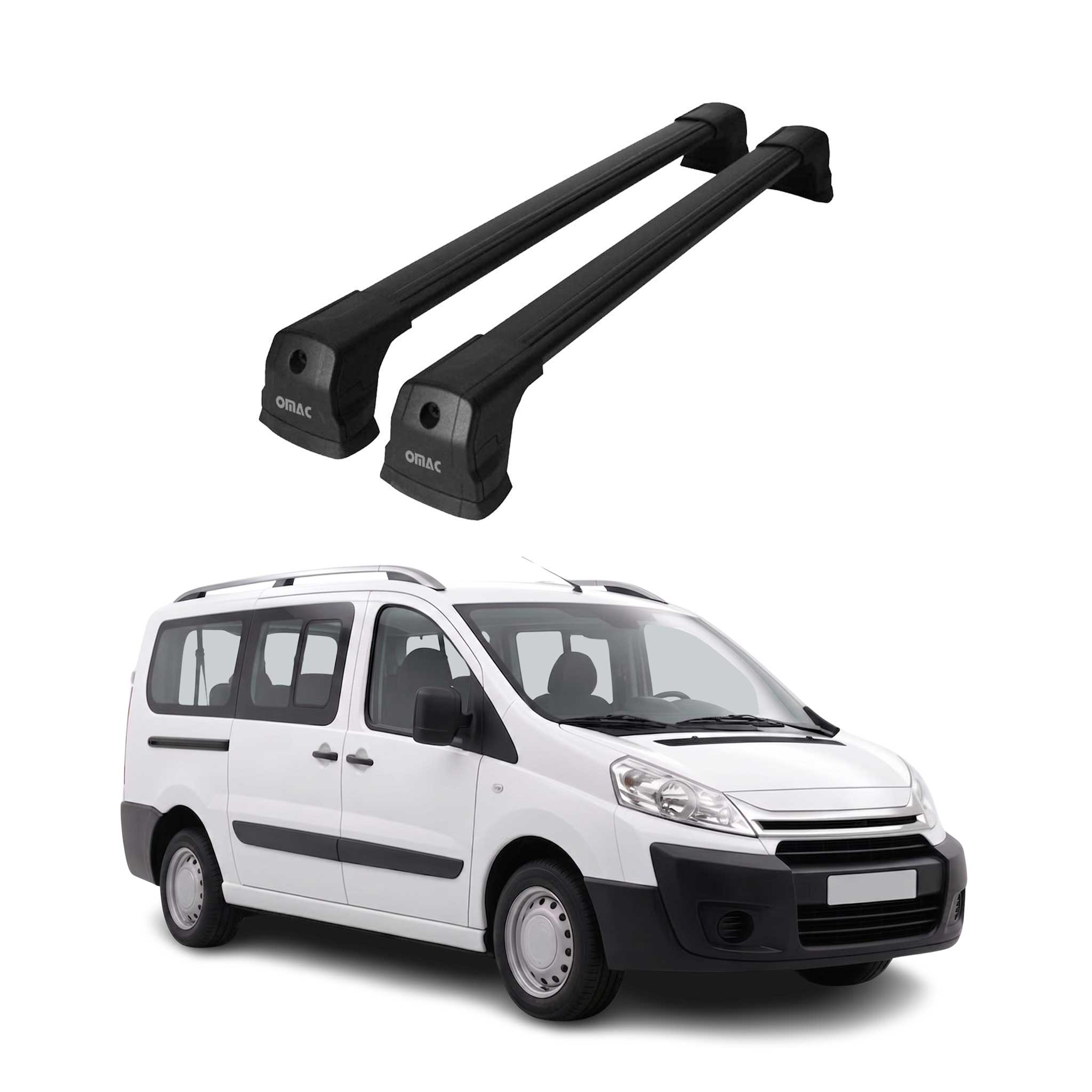 Barres de toit transversales pour Citroen Jumpy II 2007-2016 Aluminium Noir 2x