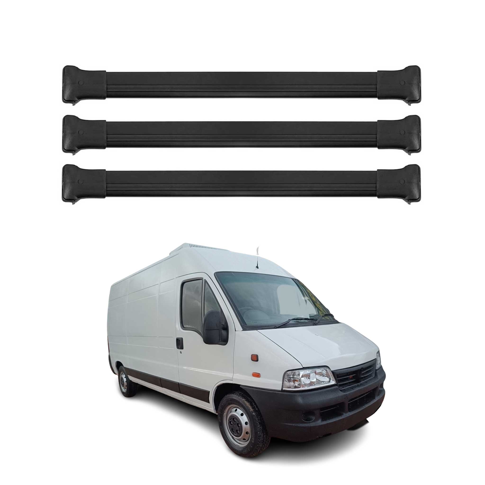 Barres de toit transversales pour Fiat Ducato 2006-2024 Aluminium Noir 3x