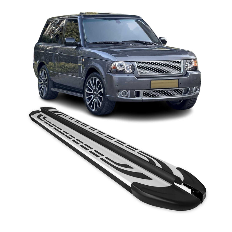 Marchepieds Latéraux pour Range Rover Vogue L322 2002-2012 Aluminium Gris Noir