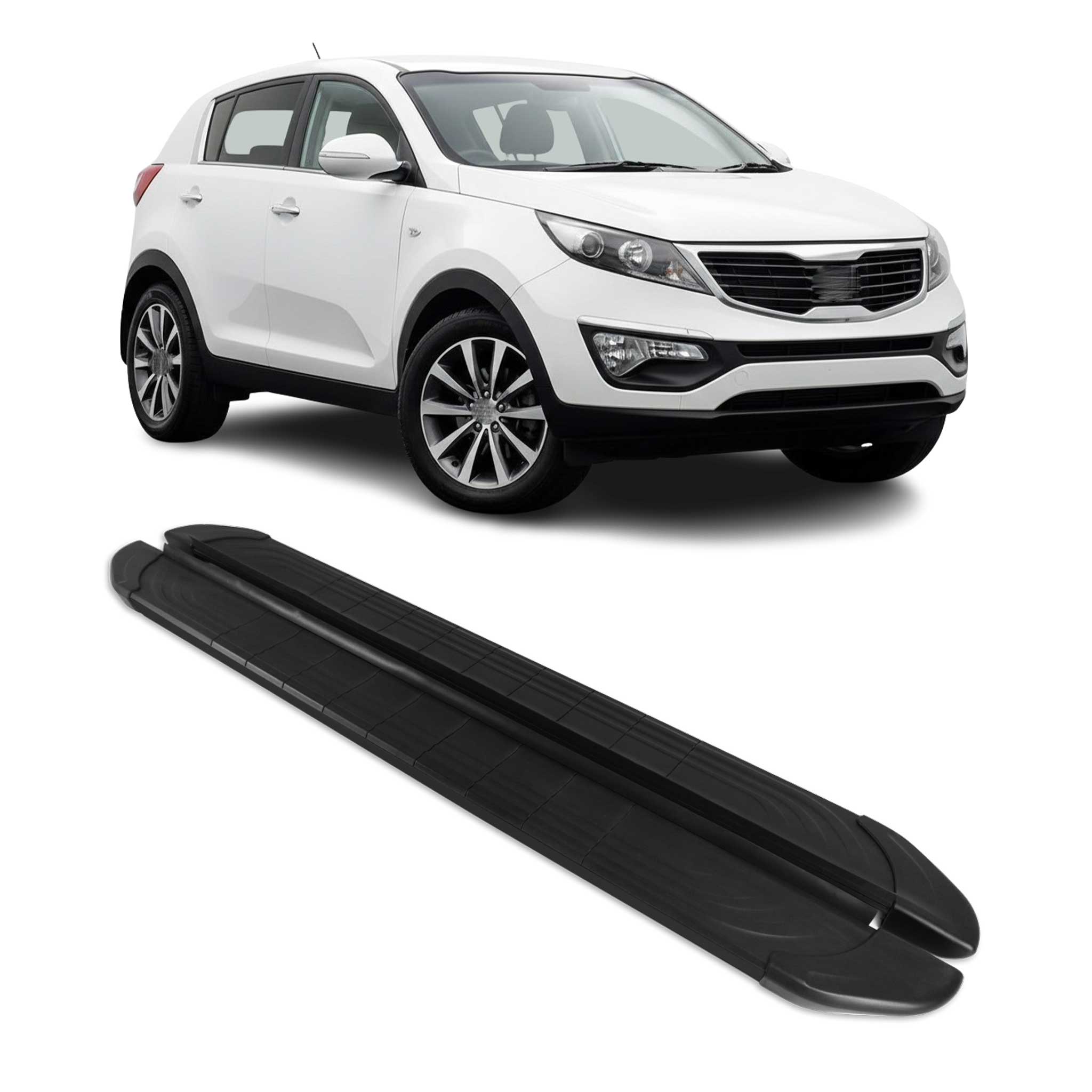 Marchepieds Latéraux pédale pour Kia Sportage 2010-2015 2Pcs Aluminium Noir