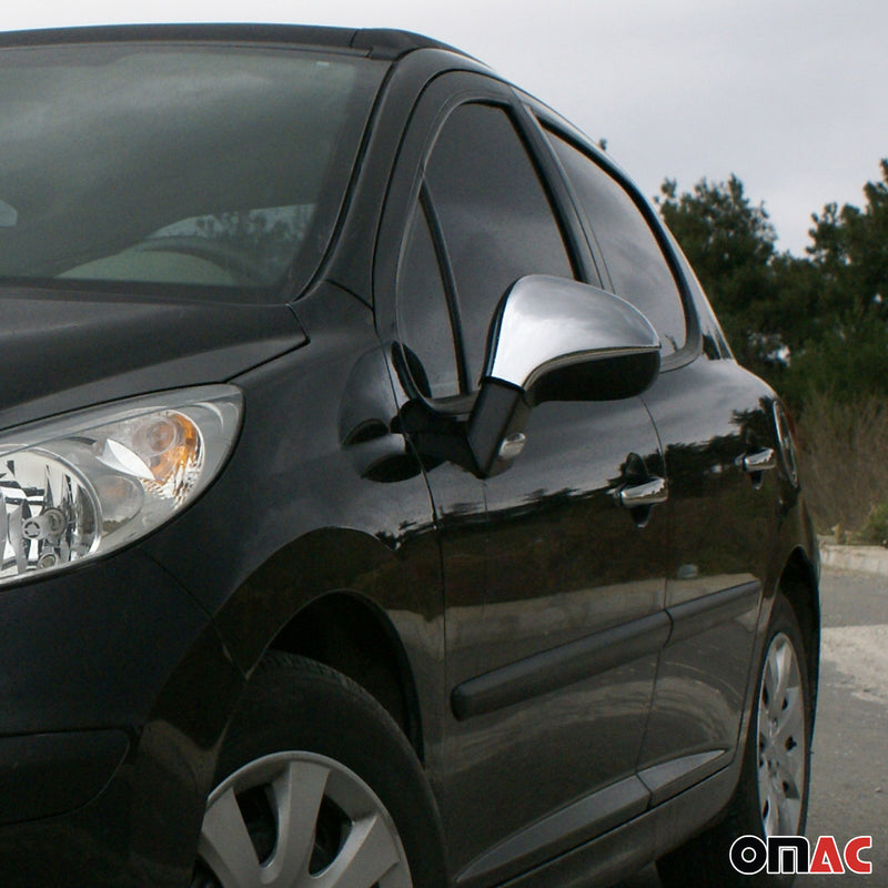 Coques de Rétroviseurs pour Peugeot 308 I 2008-2014 en Acier Chromé Argent