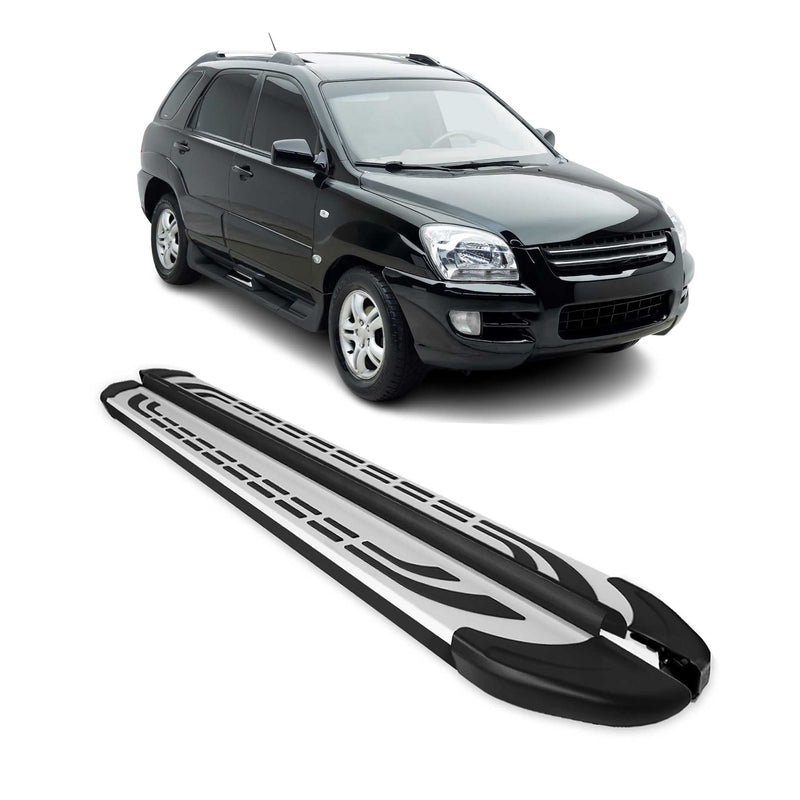 Marchepieds Latéraux pédale pour Kia Sportage 2004-2010 Aluminium Gris Noir 2x