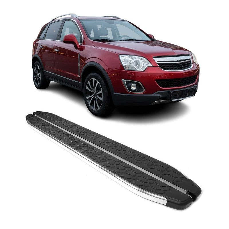 Marchepieds Latéraux pour Opel Antara 2016-2024 inox Brillant Argent Noir 2Pcs