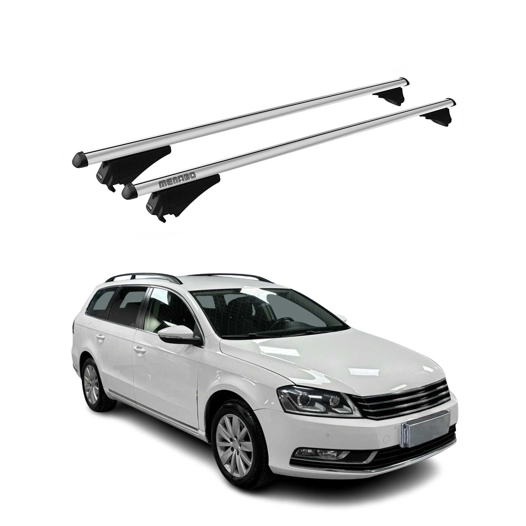 Tiger Barres de toit transversales pour VW Passat B7 Variant 2011-2014 Gris