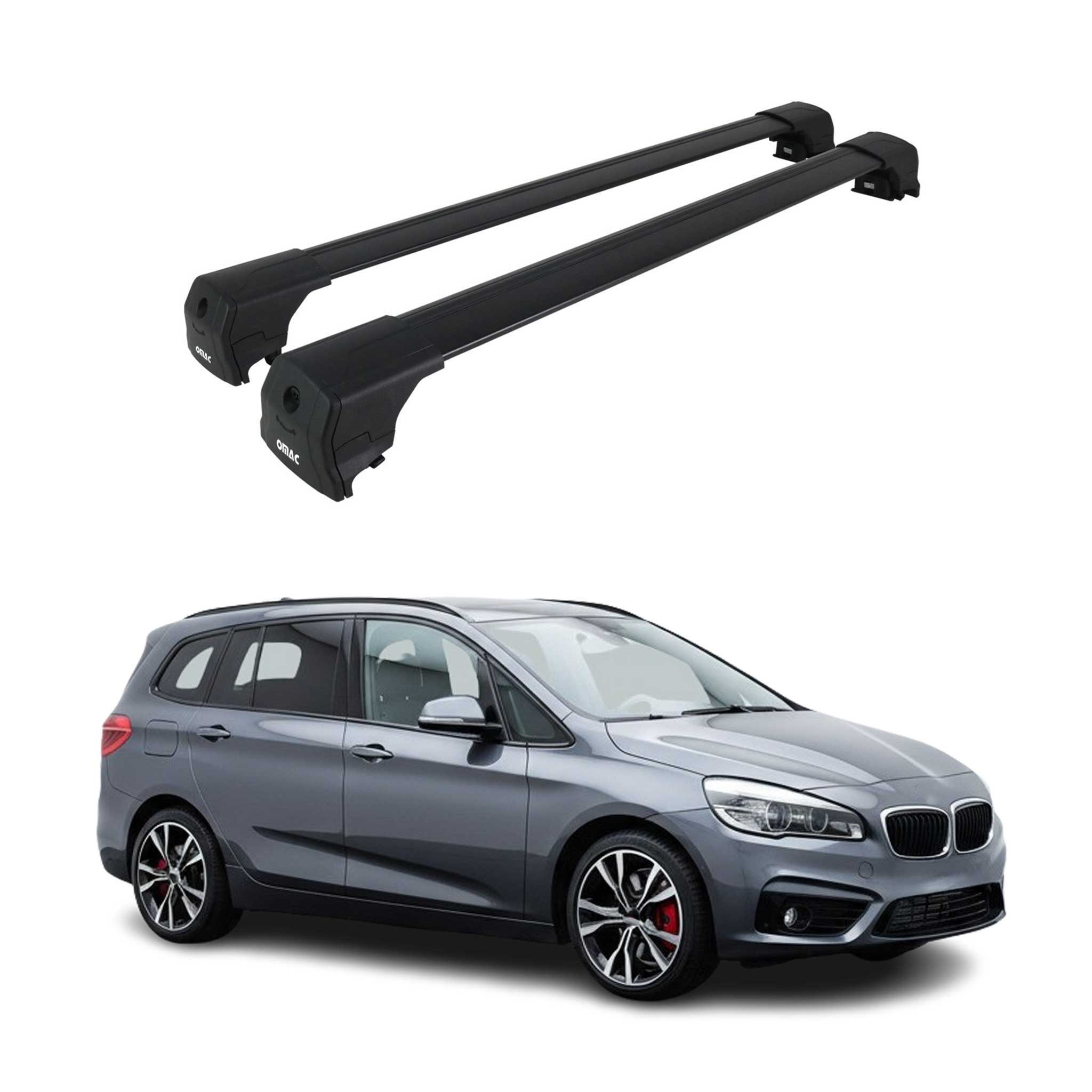 Barres De Toit Transversales pour BMW Serie 2 Gran Tourer F46 2014-2021 Noir 2x