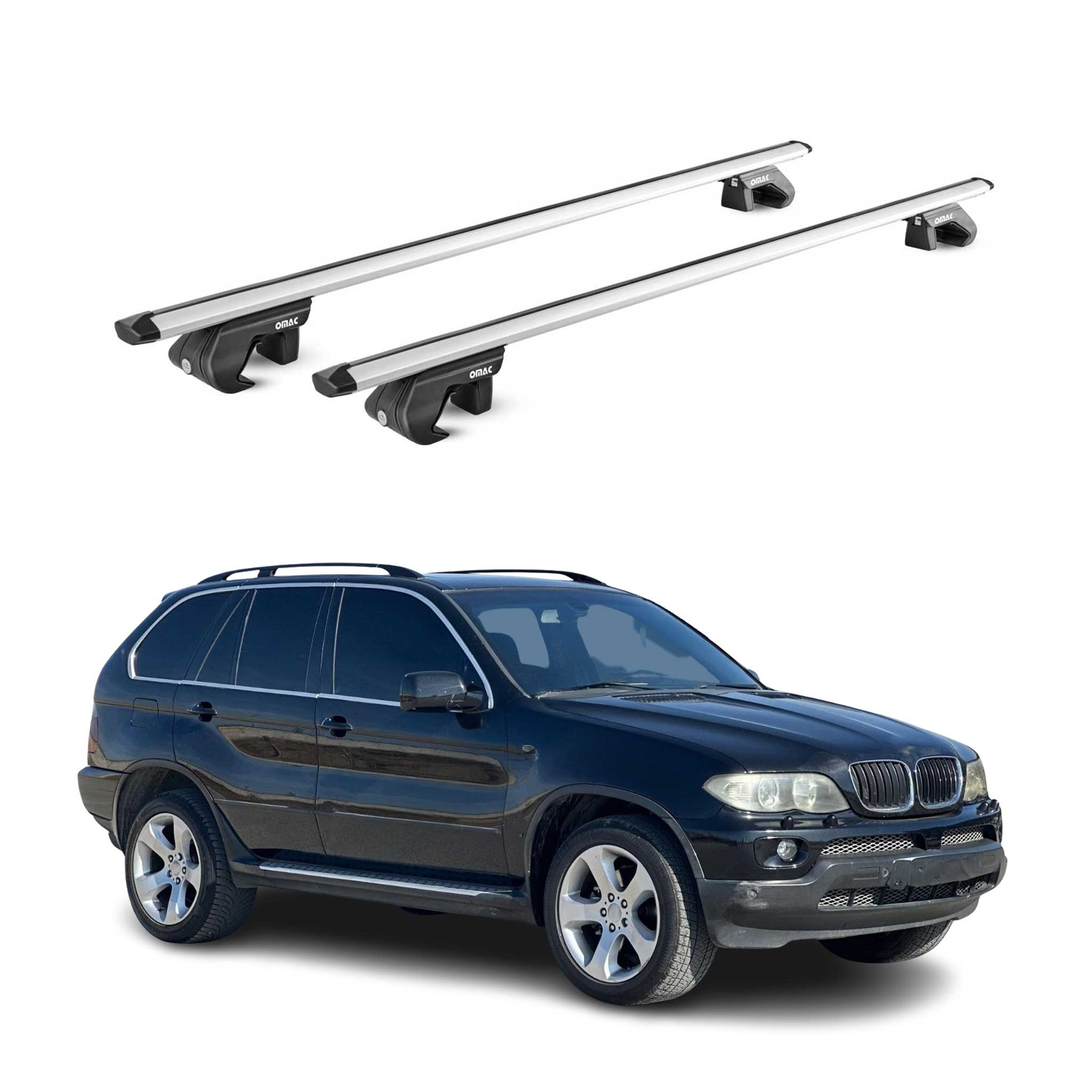 Barres de toit transversales ABE pour BMW X5 E53 E70 1999-2013 5 P Alu Gris 2x