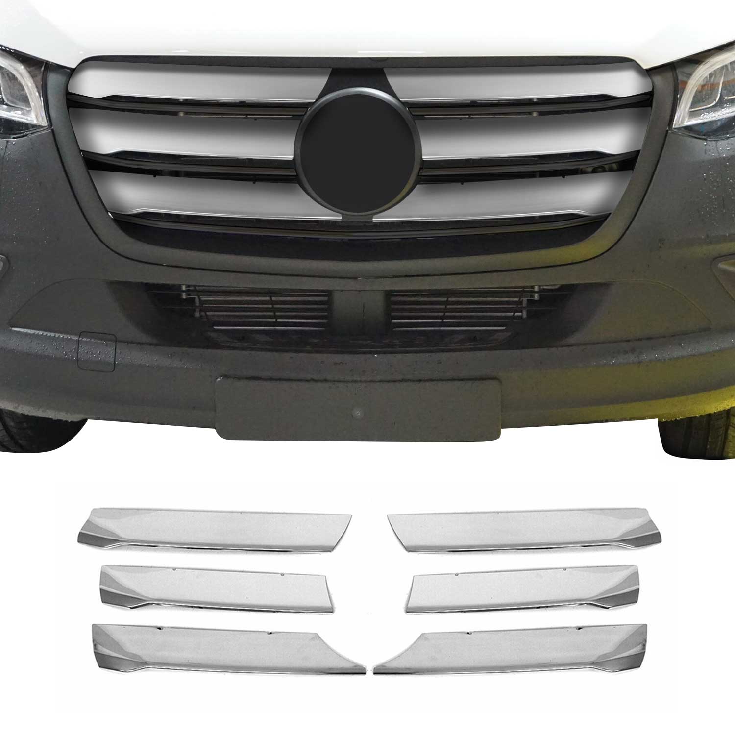 Moulure de Grille de Calandre pour Mercedes Sprinter W907 2018-2026 Chromé 6Pcs