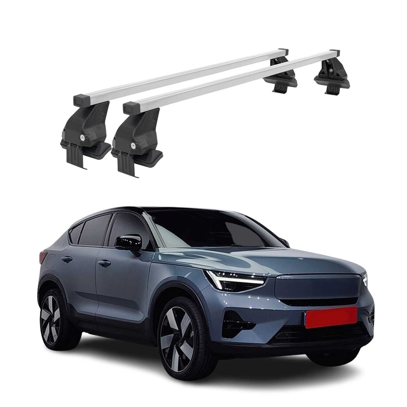 Menabo Barres de toit transversales pour Volvo C40 Recharge 2022-2025 Acier Gris