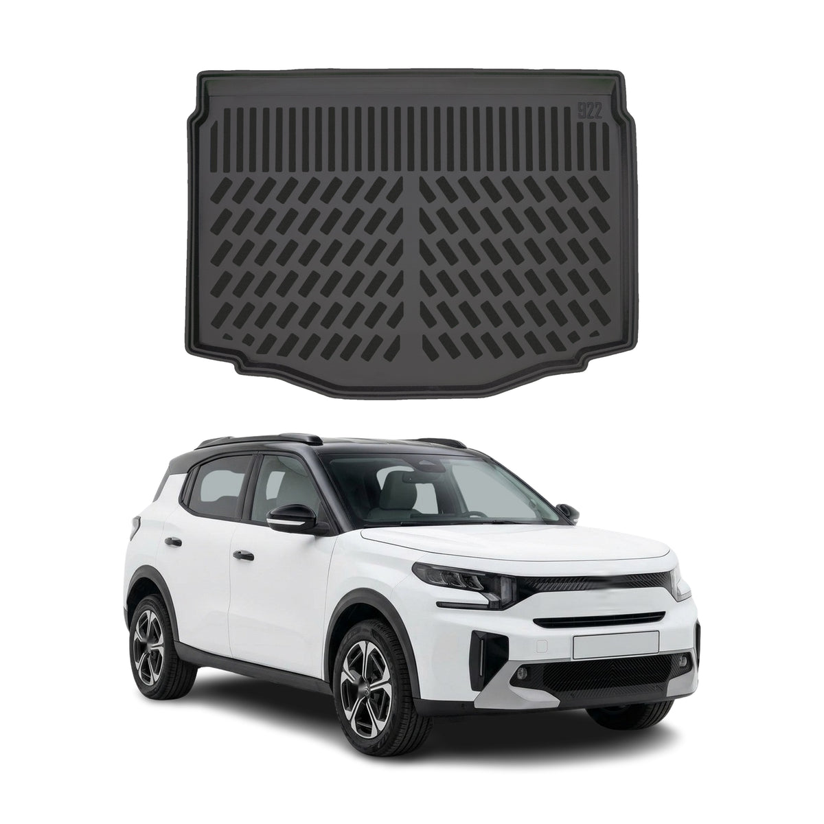 Tapis de coffre pour Citroen E-C3 2025-2027 Noir 3D en Caoutchouc TPE