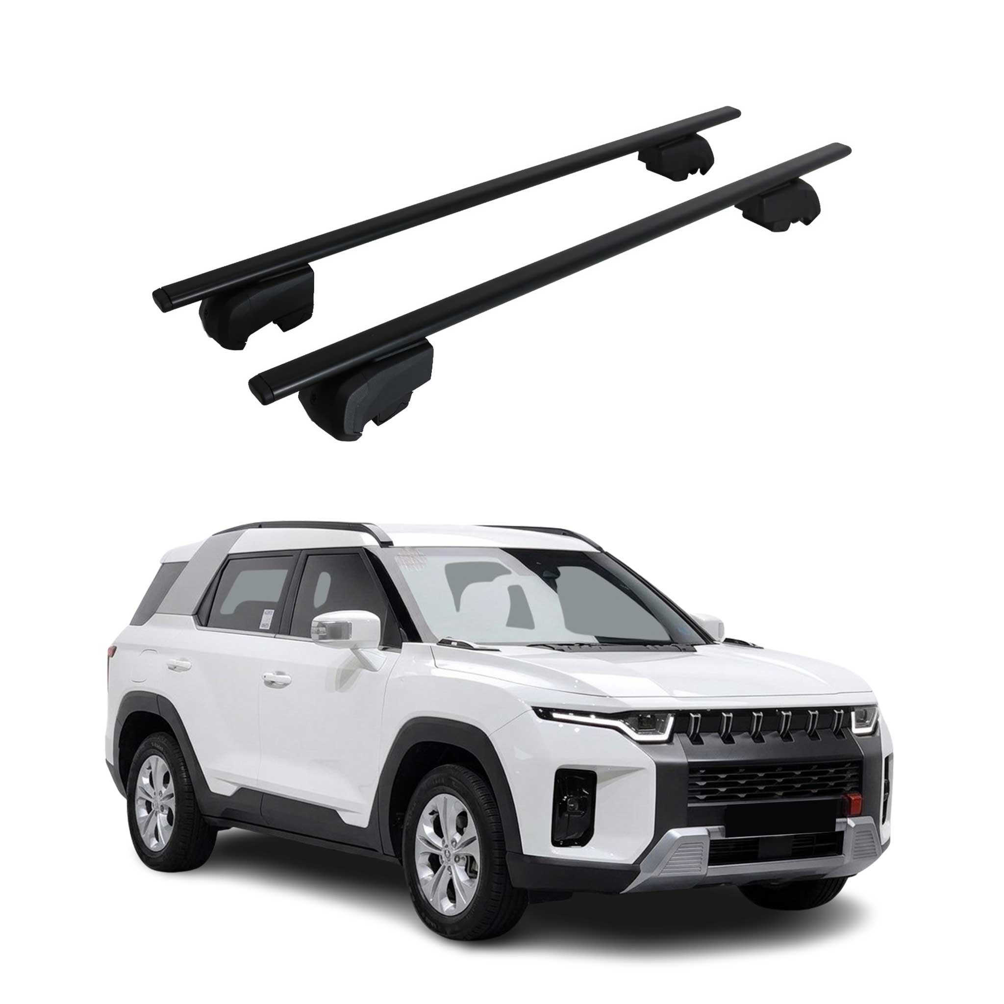 Barres de toit pour SsangYong Torres / KGM Torres 2022-2026 Fer Noir 2Pcs