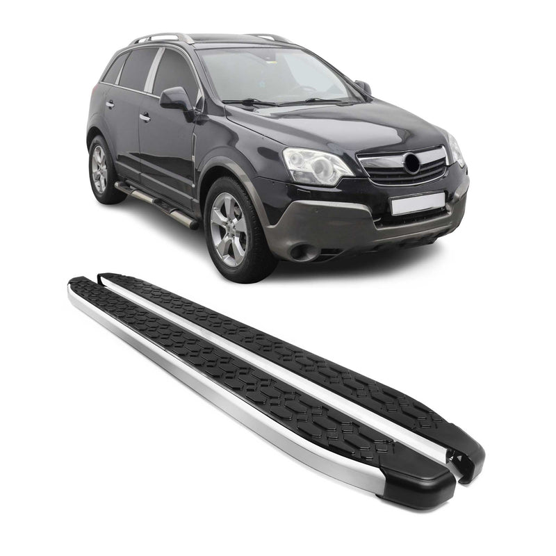 Marchepieds Latéraux pour Opel Antara 2006-2015 Gris Noir Aluminium 2Pcs