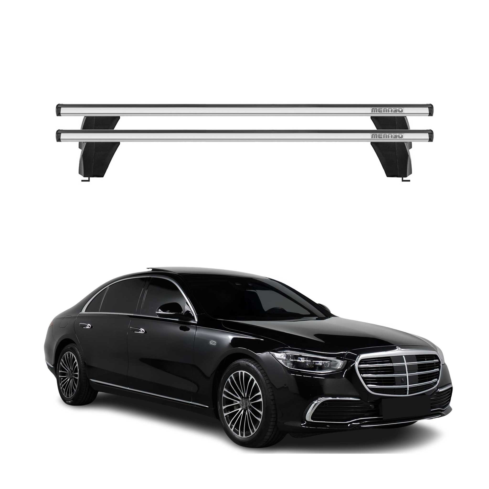 Menabo Barres de toit transversales pour Mercedes Classe S W223 2021-26 Alu Gris