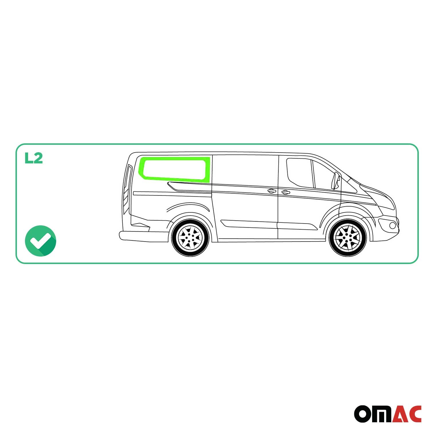Vitre de Porte pour Ford Transit Custom 2013-2024 L2 Arrière Droit Coulissante