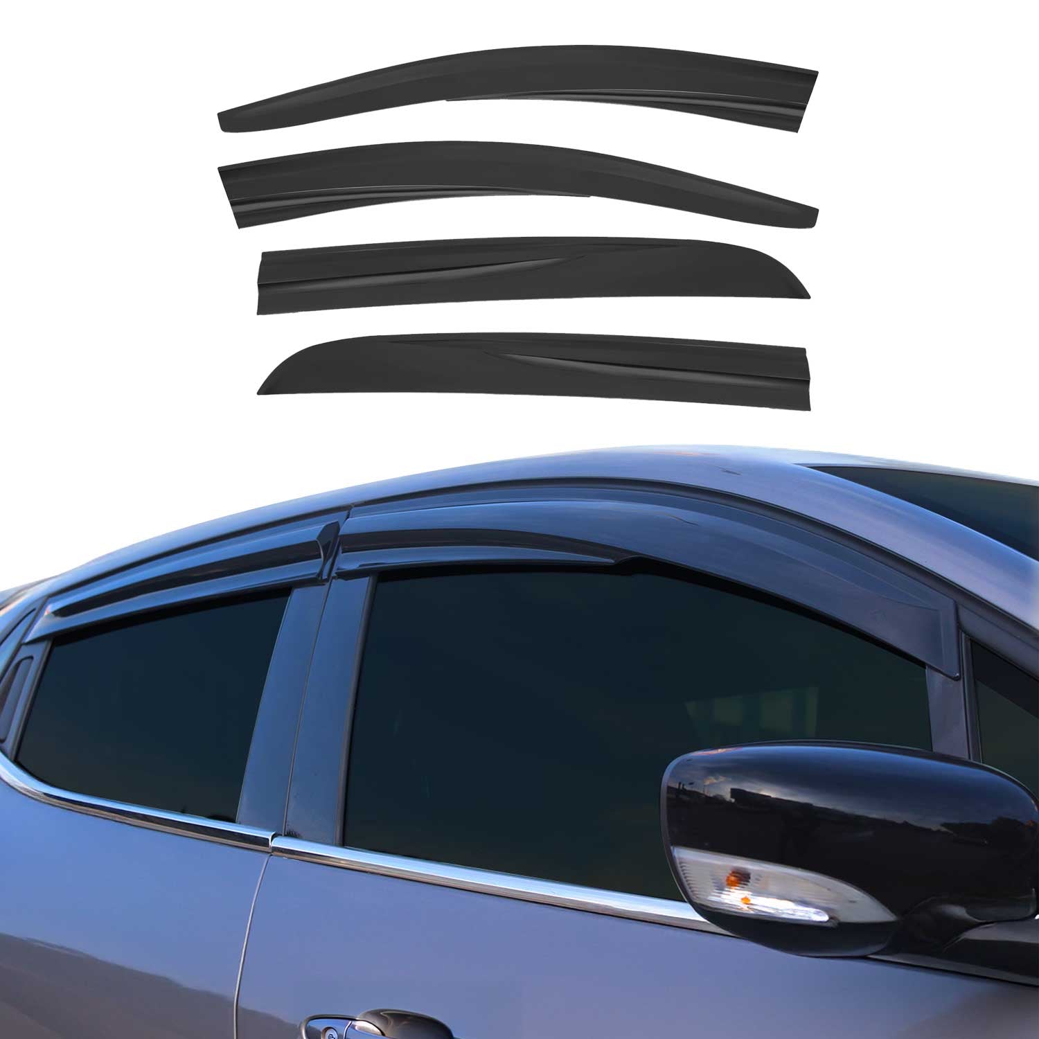 Déflecteurs de Vent pluie d'air pour Opel Corsa D 2006-2015 HB Acrylique Noir 4x