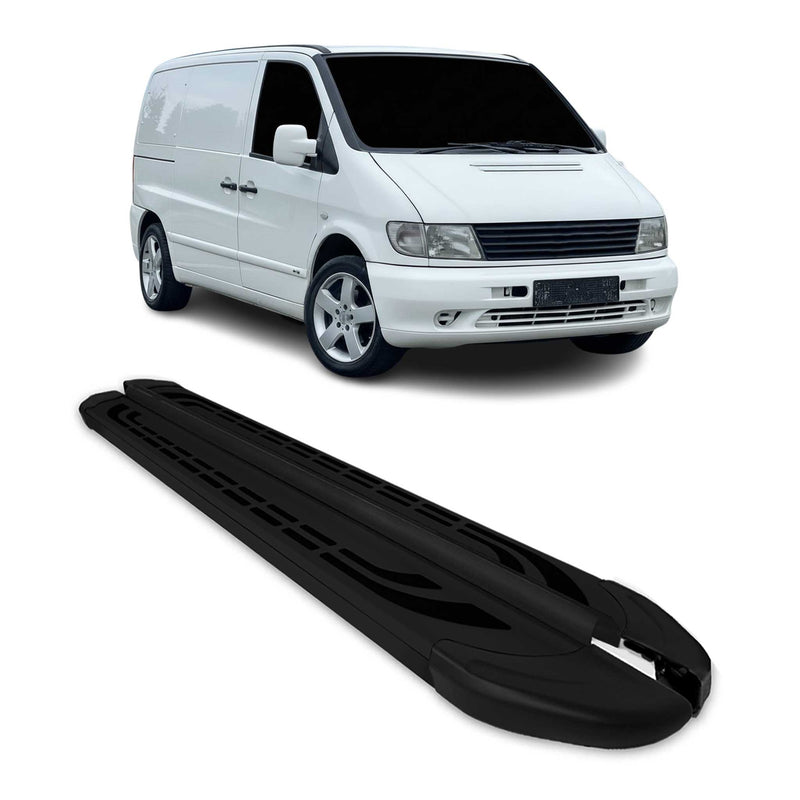 Marchepieds Latéraux Pédale pour Mercedes Vito 1996-2003 L1/L2 Alu Noir 2 pièces