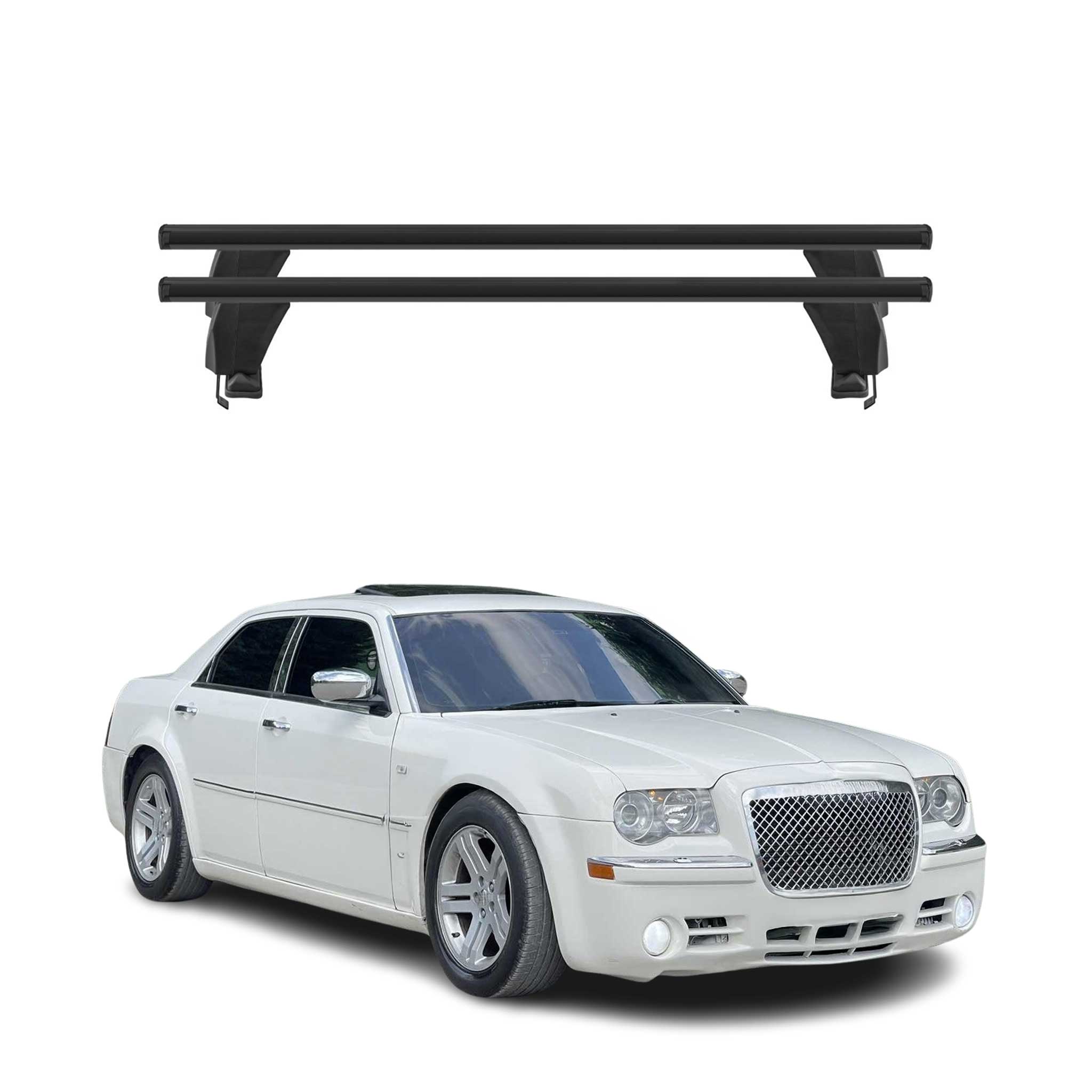 Menabo Barres de toit Transversales pour Chrysler 300C 2005-2014 Alu Noir 2x ABE