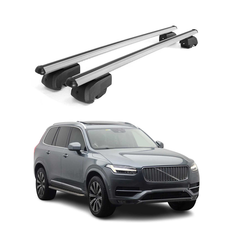 Barres de toit Transversales pour Volvo XC90 2017-2023 Aluminium Gris ABE