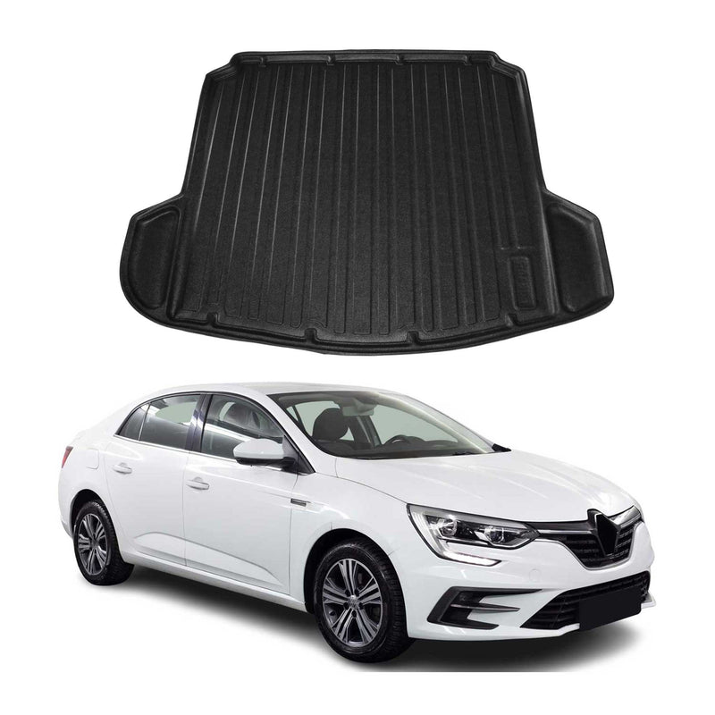 Tapis de Coffre pour Renault Megane 2016-2022 Berline en TPE Noir