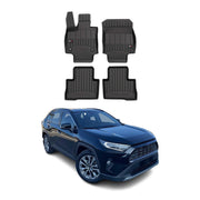 OMAC Tapis de sol en caoutchouc pour Toyota RAV4 2018-2024 Hybrid Noir Premium