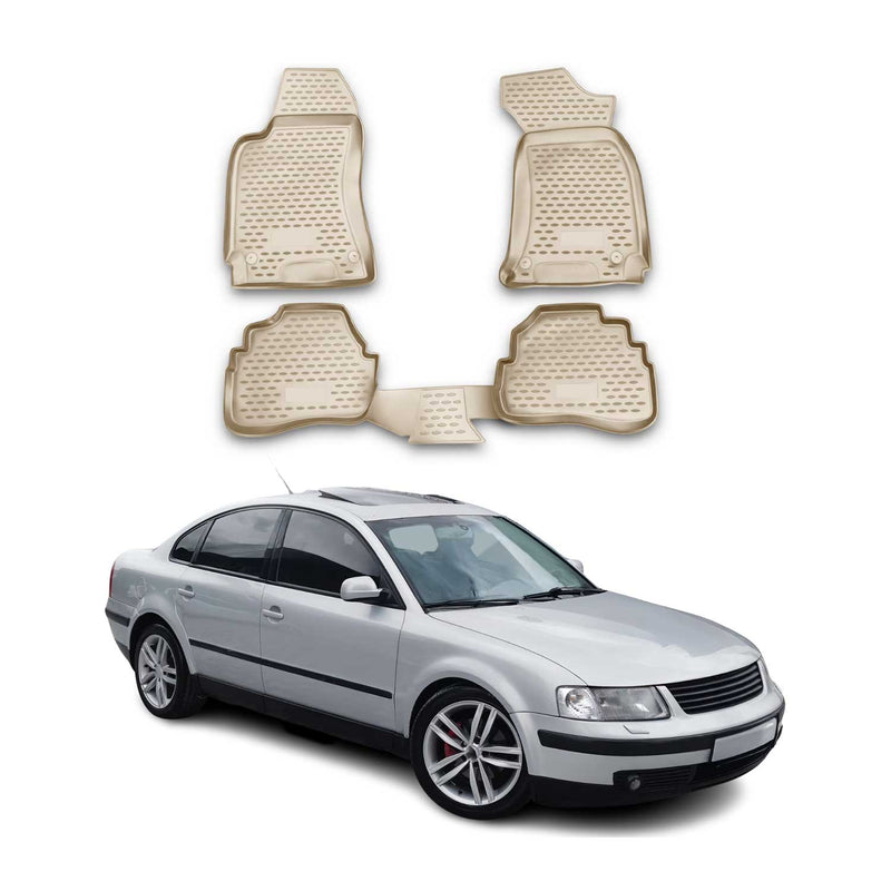 Tapis de sol pour VW Passat B5 1996-2005 en caoutchouc TPE 3D Beige 4Pcs