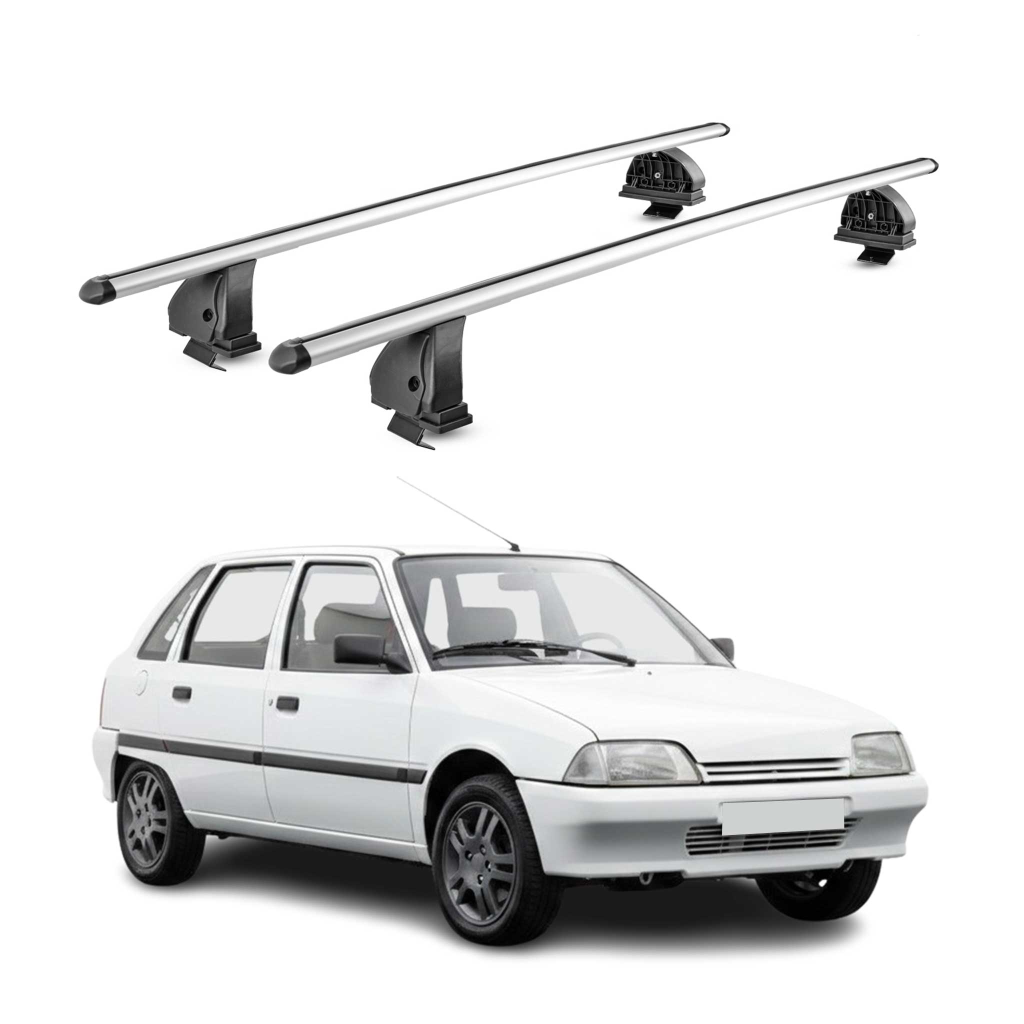 Barres de toit transversales Alu pour Citroen AX 1986-1998 TÜV 75 kg Gris 2Pcs