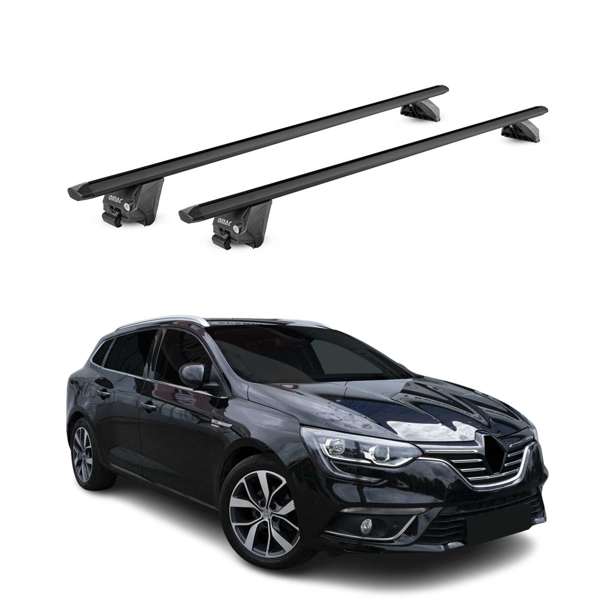 Barres de toit transversales pour Renault Megane IV Grandtour 2016-2025 Noir Alu
