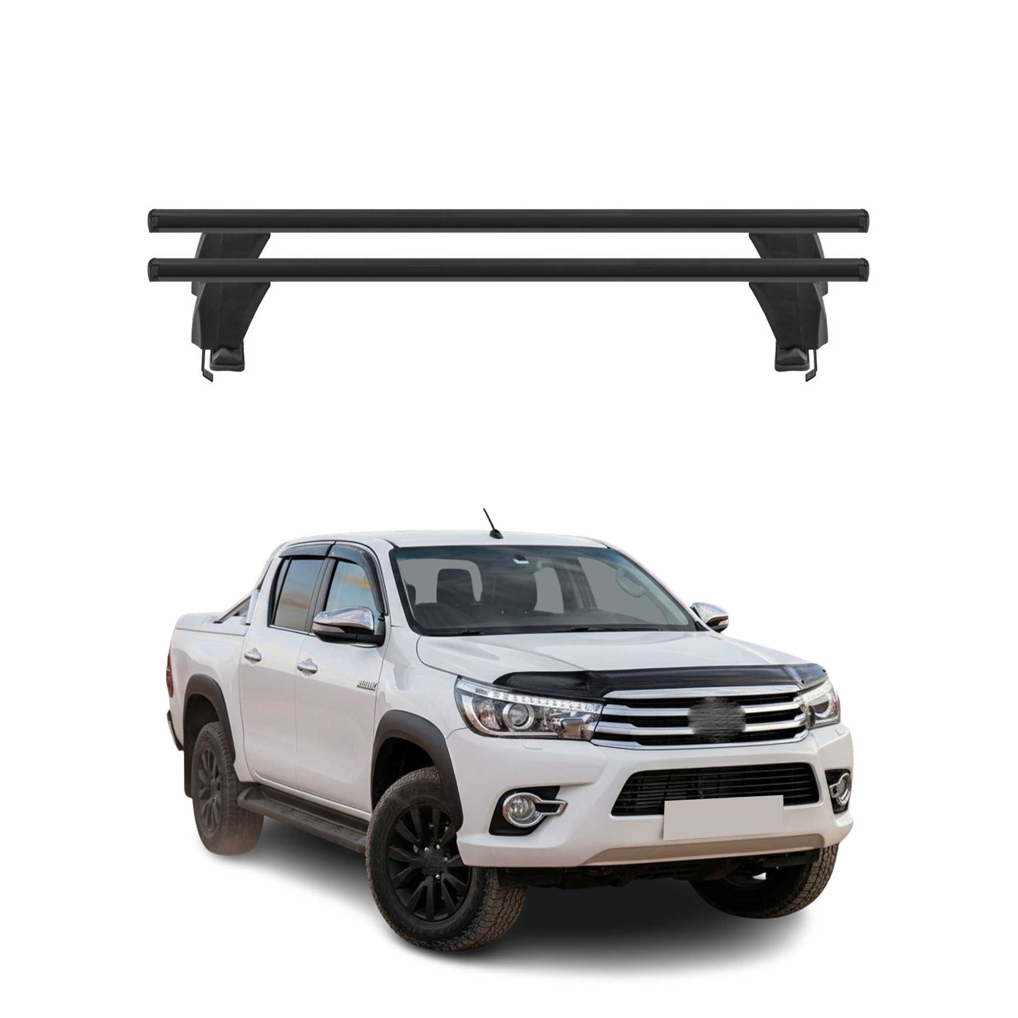 Menabo Barres de toit Transversales pour Toyota Hilux 2011-2015 Noir ABE 2x