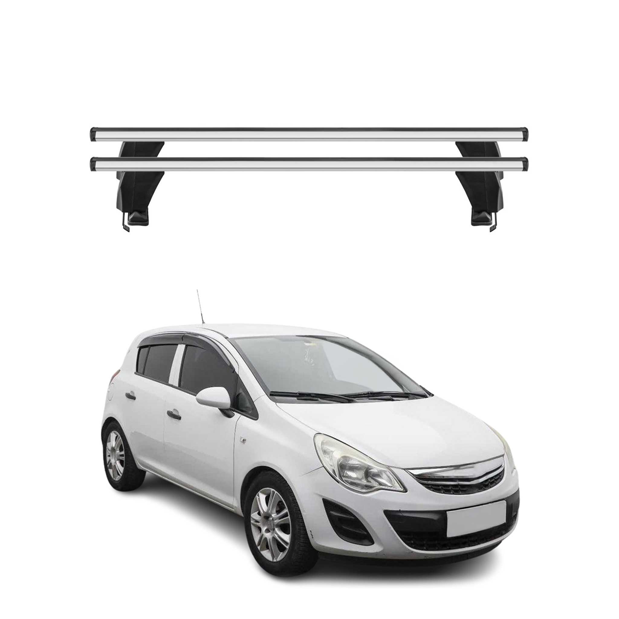 Menabo Barres de toit transversales pour Vauxhall Corsa 2011-2014 Porte-Bagage lisse en Alu Argent 2x TÜV