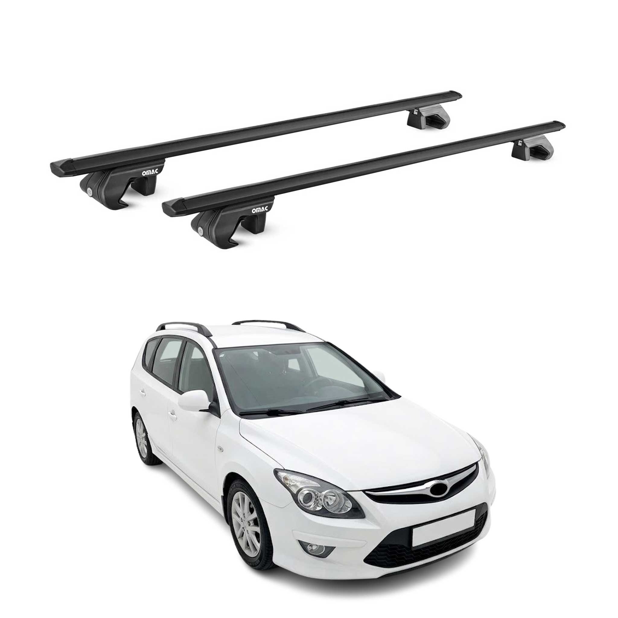 Barres de toit transversales pour Hyundai i30 I Break 2007-2012 Alu Noir ABE