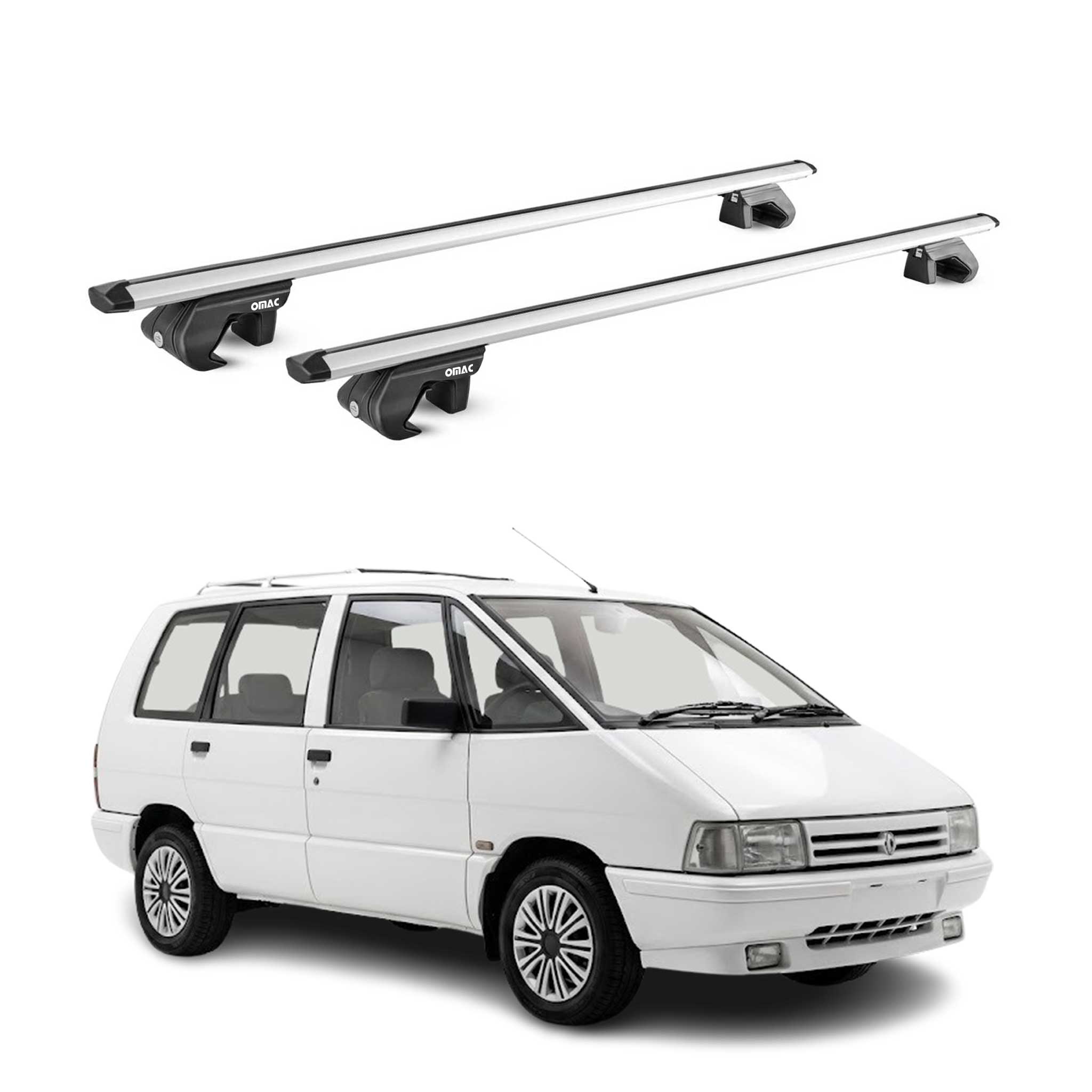 Barres de toit transversales ABE pour Renault Espace I 1984-1991 Alu Gris 2x