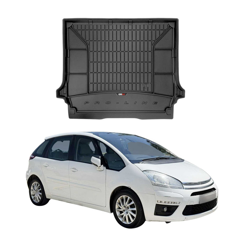 OMAC Tapis De Coffre en caoutchouc pour Citroen C4 Grand Picasso 2006-2013 Noir