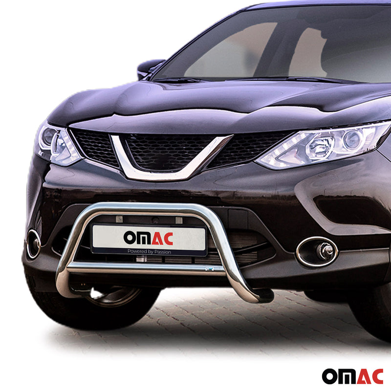 Pare-Buffle Avant Pour Nissan Qashqai II 2013-2017 en Acier Argent