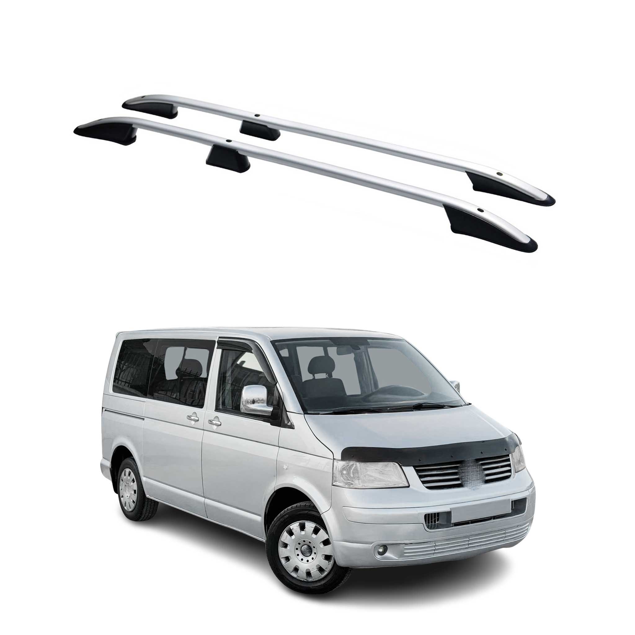 Barres de toit longitudinales pour VW T5 Transporter 2003-2015 L1 Aluminium Noir