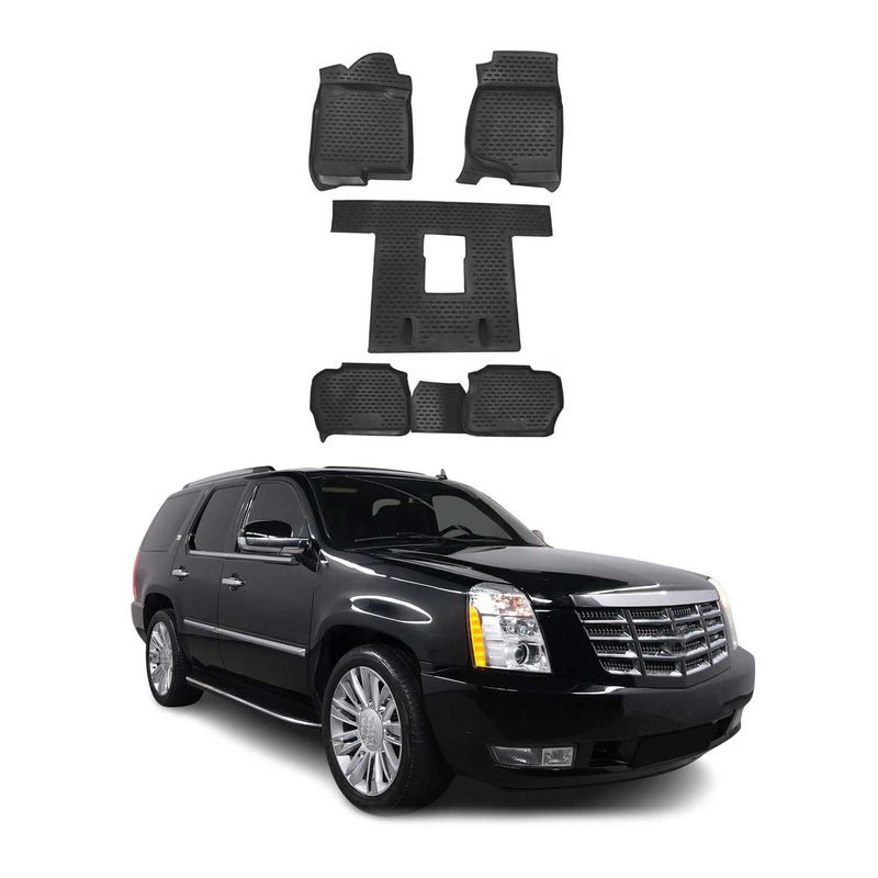 2007-2014 Cadillac Escalade ESV OMAC Tapis de sol en caoutchouc TPE 3D Noir 5Pcs