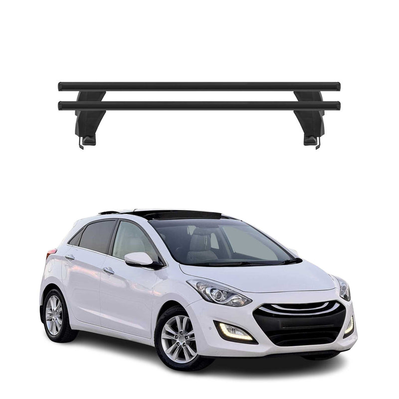 Menabo Barres de toit Transversales pour Hyundai i30 2011-2015 Noir ABE 2x