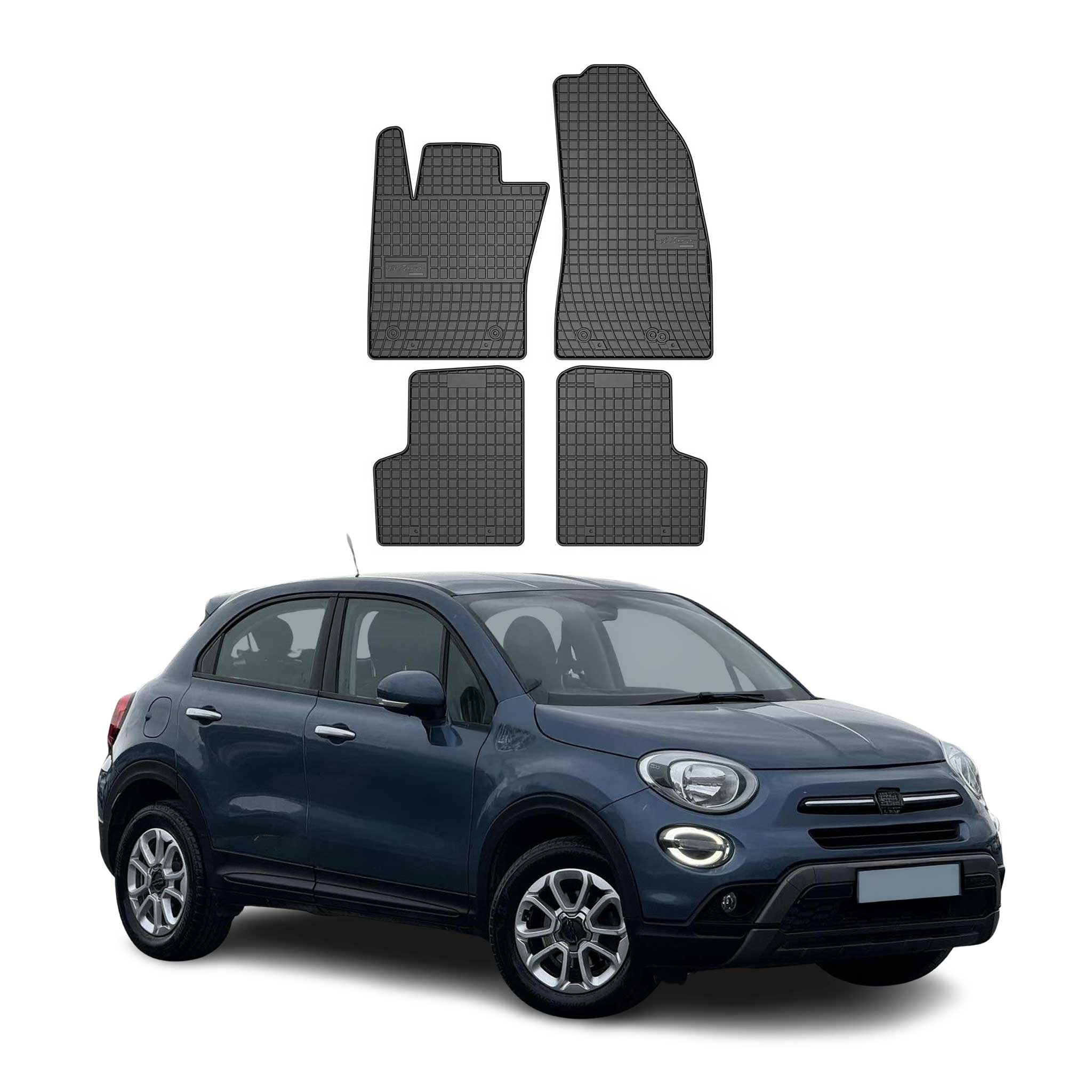 OMAC Tapis de Sol pour Fiat 500X 2015-2026 en Caoutchouc Noir