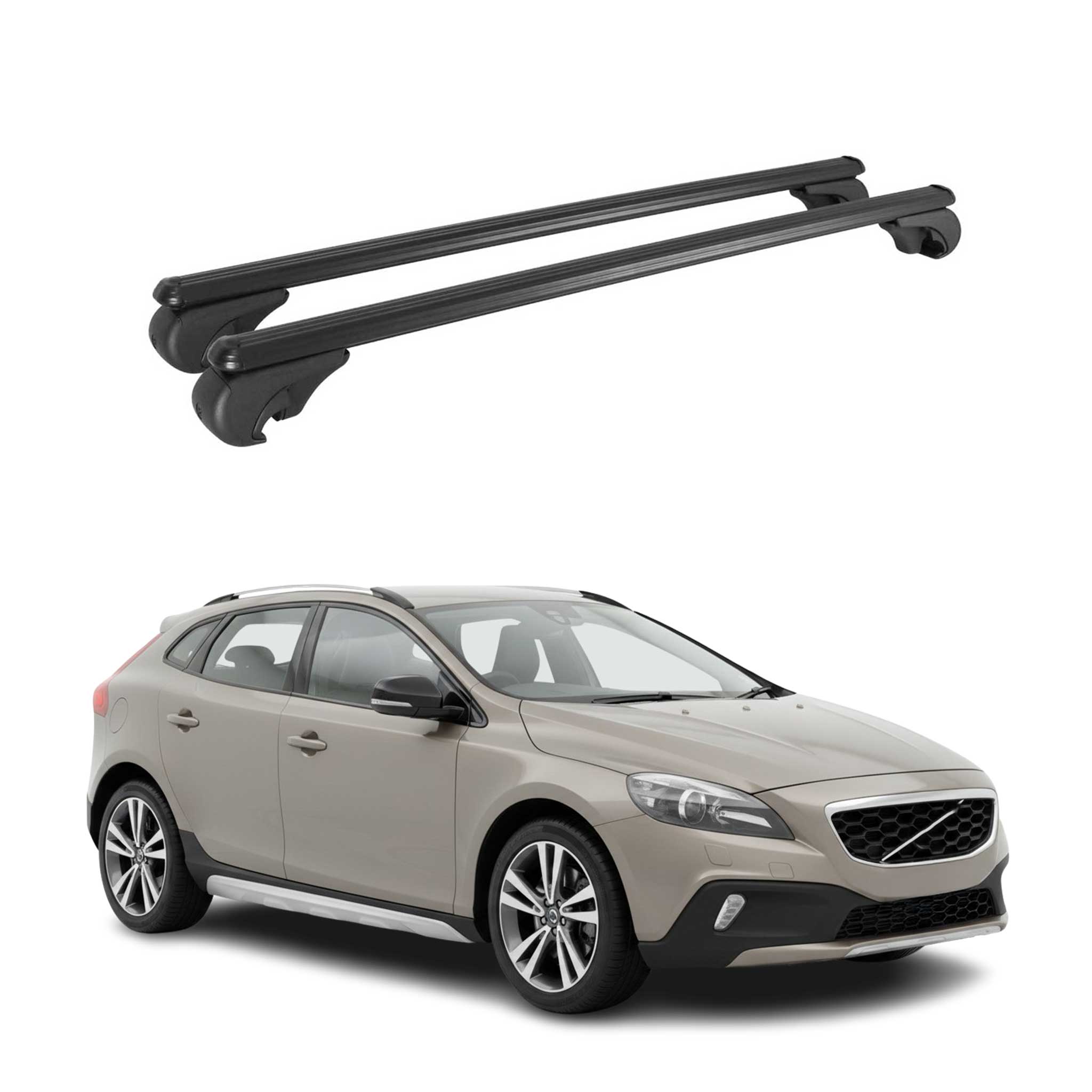 Barres de toit Transversales pour Volvo V40 Cross Country 2013-2019 TÜV Noir 2x