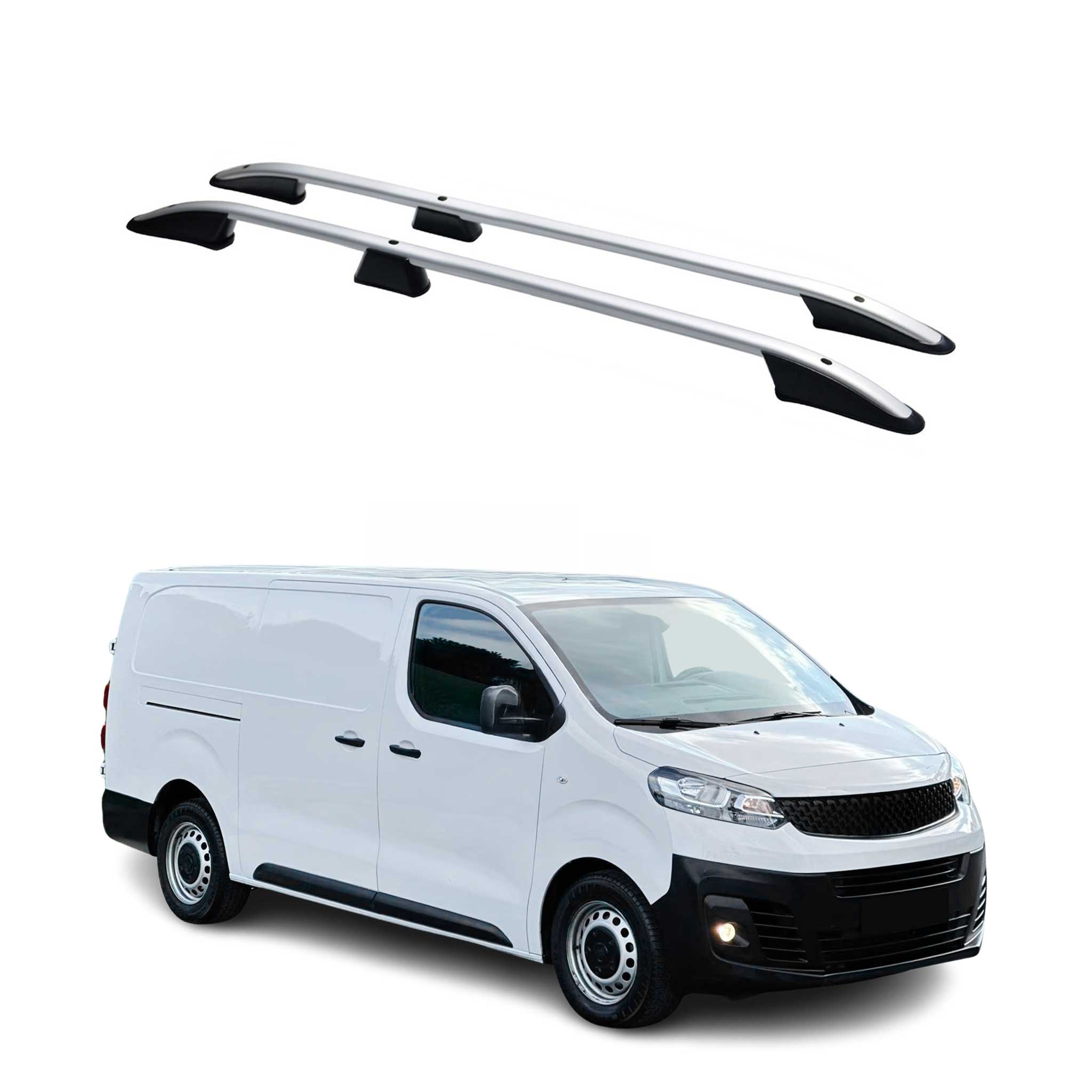 Barres de toit longitudinales pour Fiat Scudo 2022-2026 L3 Long Aluminium Gris