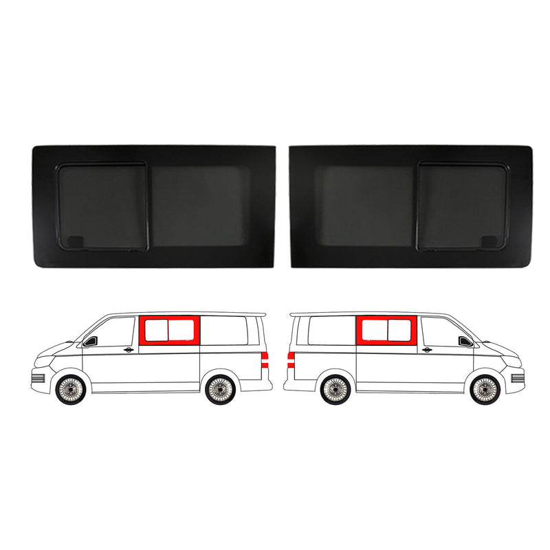 Set de Baies Vitrées Coulissantes pour VW T6 T6.1 Transporter 2015-2024 Noir