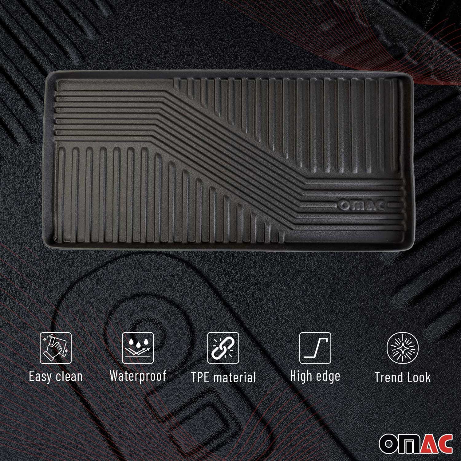 Tapis de coffree polyvalent Tapis en Caoutchouc Organiseur pour voiture 78x38cm