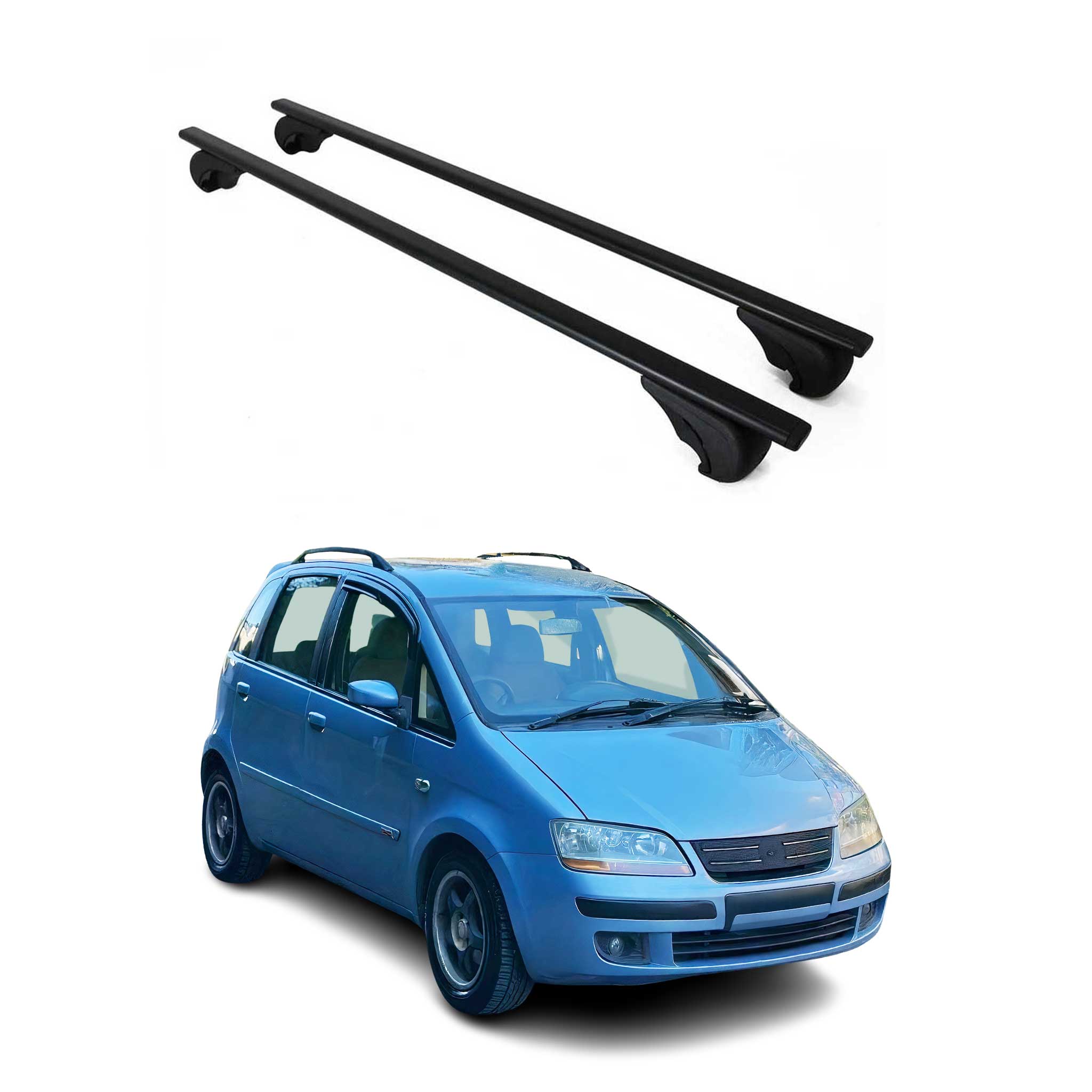 Barres de toit Transversales pour Fiat Idea 2004-2012 Fer Noir